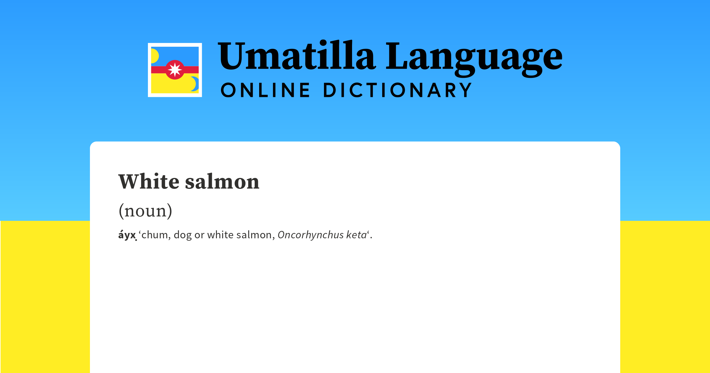White salmon Umatilla Language Online Dictionary